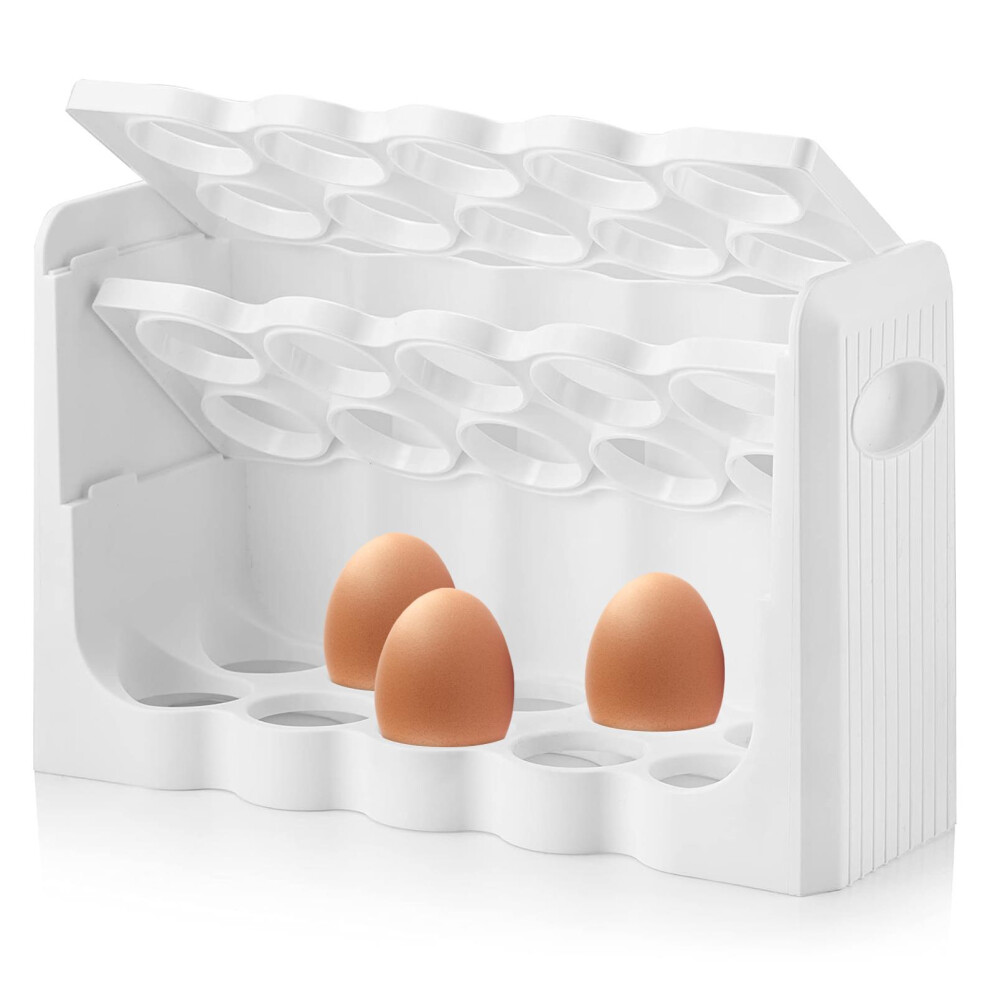 GEEZY 30 Grid Egg Holder Fridge Organiser BPA Free 3 Layer Egg Storage Organiser