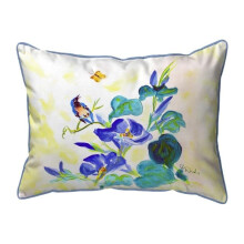 Betsy Drake HJ1479 Blue Morning Glories Large Indoor & Outdoor Pillow - 16 x 20 in.