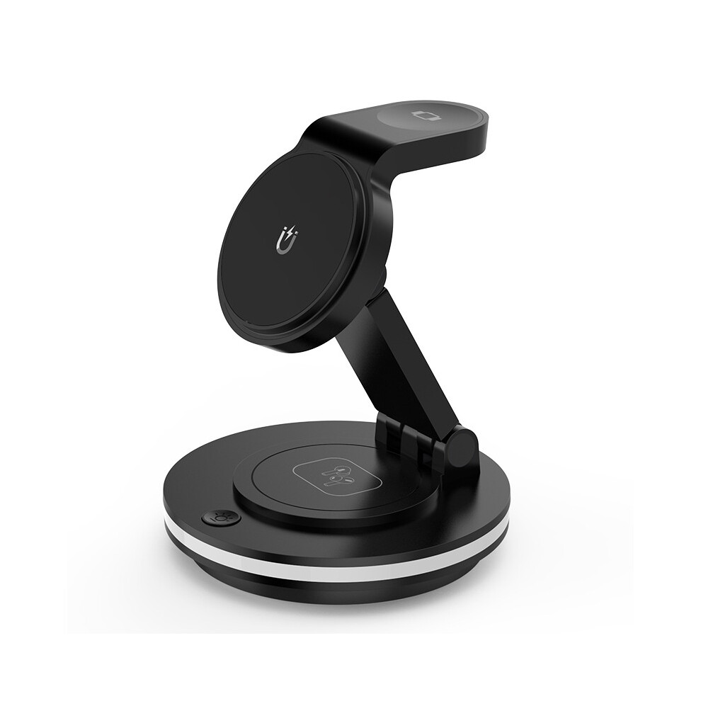 Chronus 3 in 1 Wireless Charging Station, Magnetic Phone Charger, Fast Wireless Charger Stand for iPhone 15-12/Pro Max/Mini,  iWatch, Airpods(Black)-image-OPC-PFDXDMZ-NEW