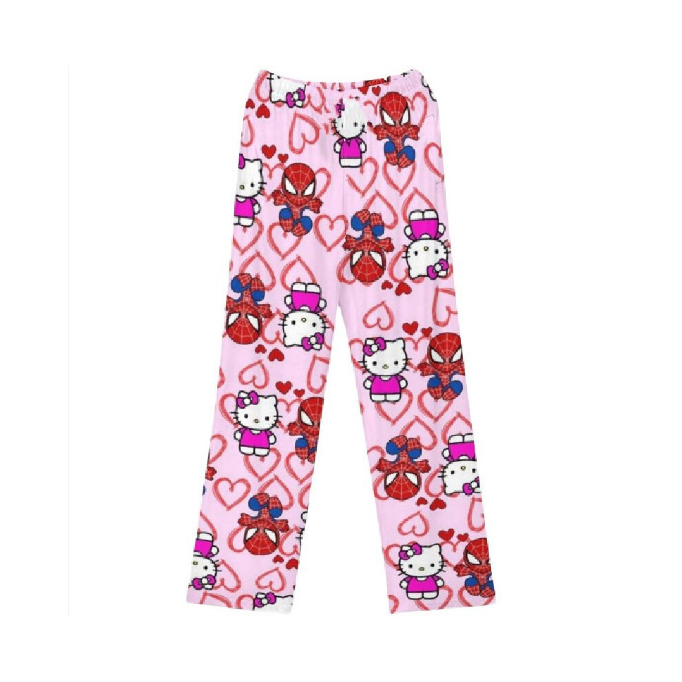 (Pink, M) Hello Kitty Halloween Pattern Woman Pajama Pants Polyester Material