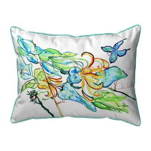 Betsy Drake HJ1486 Blue Butterfly & Floral Large Indoor & Outdoor Pillow - 16 x 20 in.
