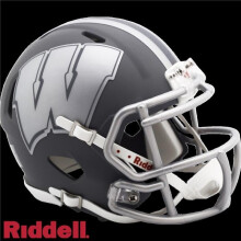 Riddell 9585590386 Mini Speed Style Slate Alternate Wisconsin decalrs Helmet Riddell Replica