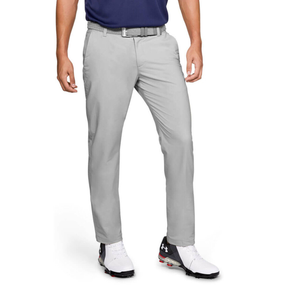 (38-34, Halo Grey) Under Armour Mens 2021 EU Performance Golf Slim Taper Soft Stretch Trousers