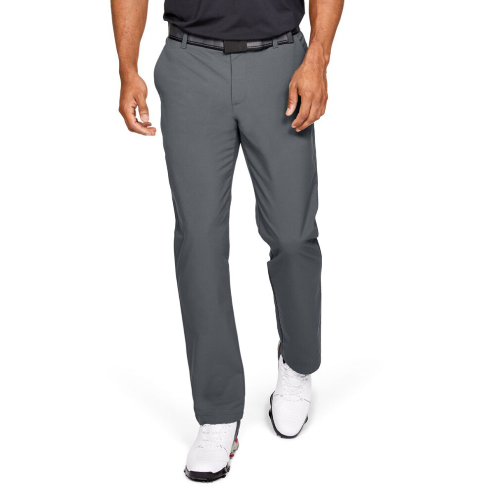 (30-34, Pitch Grey) Under Armour Mens EU Performance Taper Stretch Sweat Wicking Golf Trousers