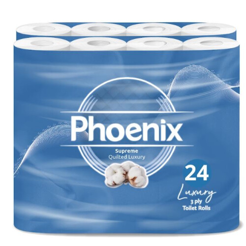 Phoenix Phoenix Soft Quilted 3 Ply 24 Toilet Rolls Unscented