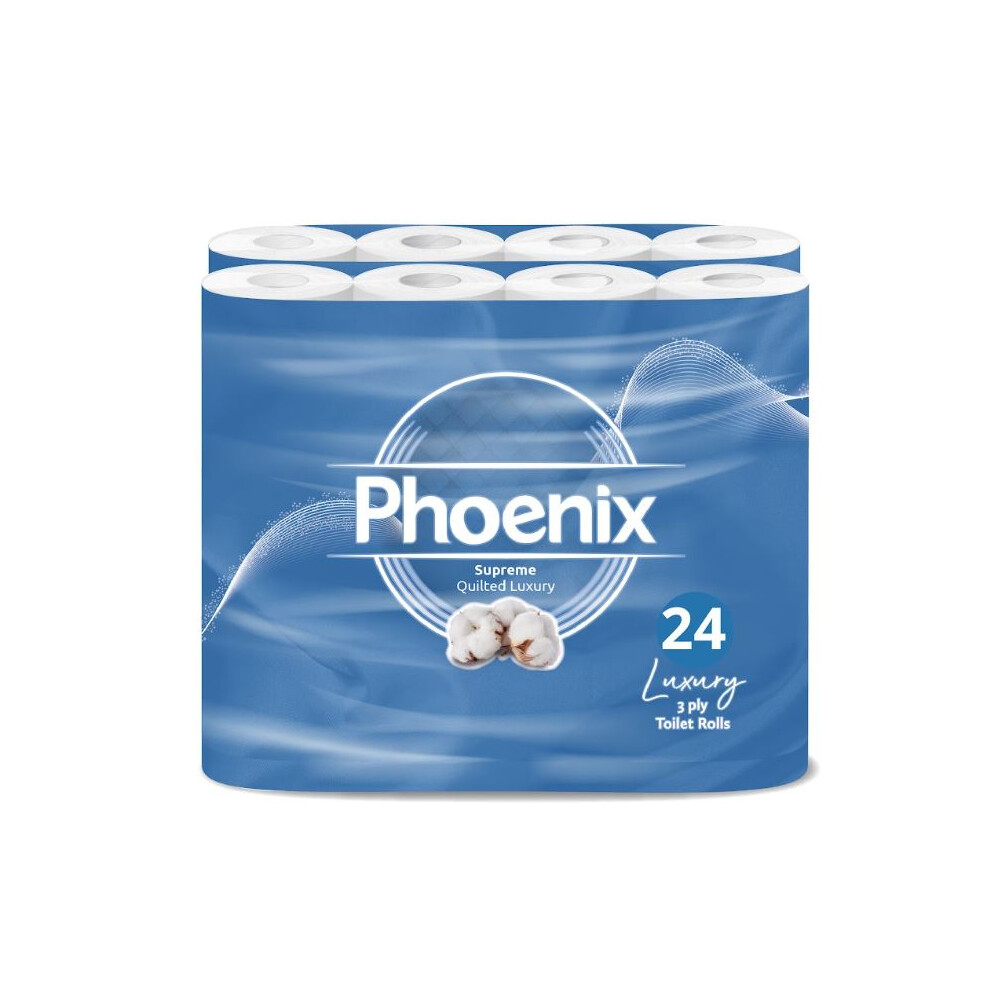 Phoenix Soft Quilted 3 Ply 24 Toilet Rolls Unscented