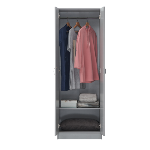 Timber Art Design UK Essentials Grey 2 Door Wardrobe Spacious Bedroom Storage Unit 2