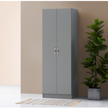 Essentials Grey 2 Door Wardrobe Spacious Bedroom Storage Unit