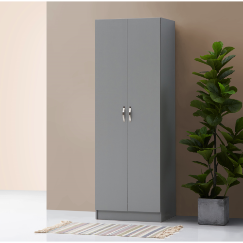 Timber Art Design UK Essentials Grey 2 Door Wardrobe Spacious Bedroom Storage Unit