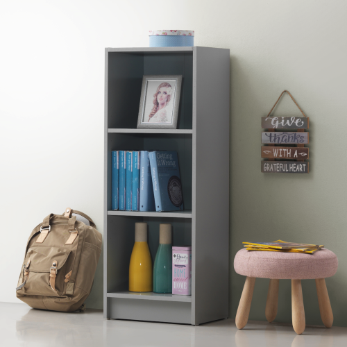 Timber Art Design UK Essentials Light Grey Medium Narrow Bookcase Stylish Shelving Unit