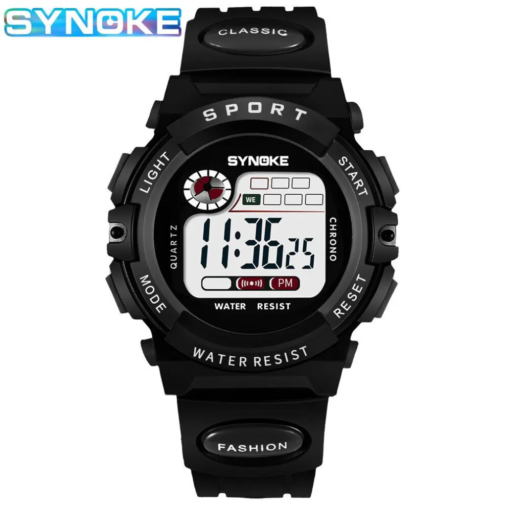 (black) Kids Digital Watch Waterproof Shock Resist Multifunctional Luminous