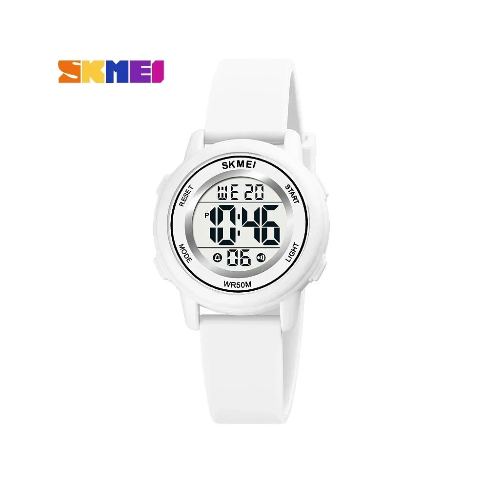 (White) Colorful Kids Boys Girls Led Digital Watch Waterproof Alarm