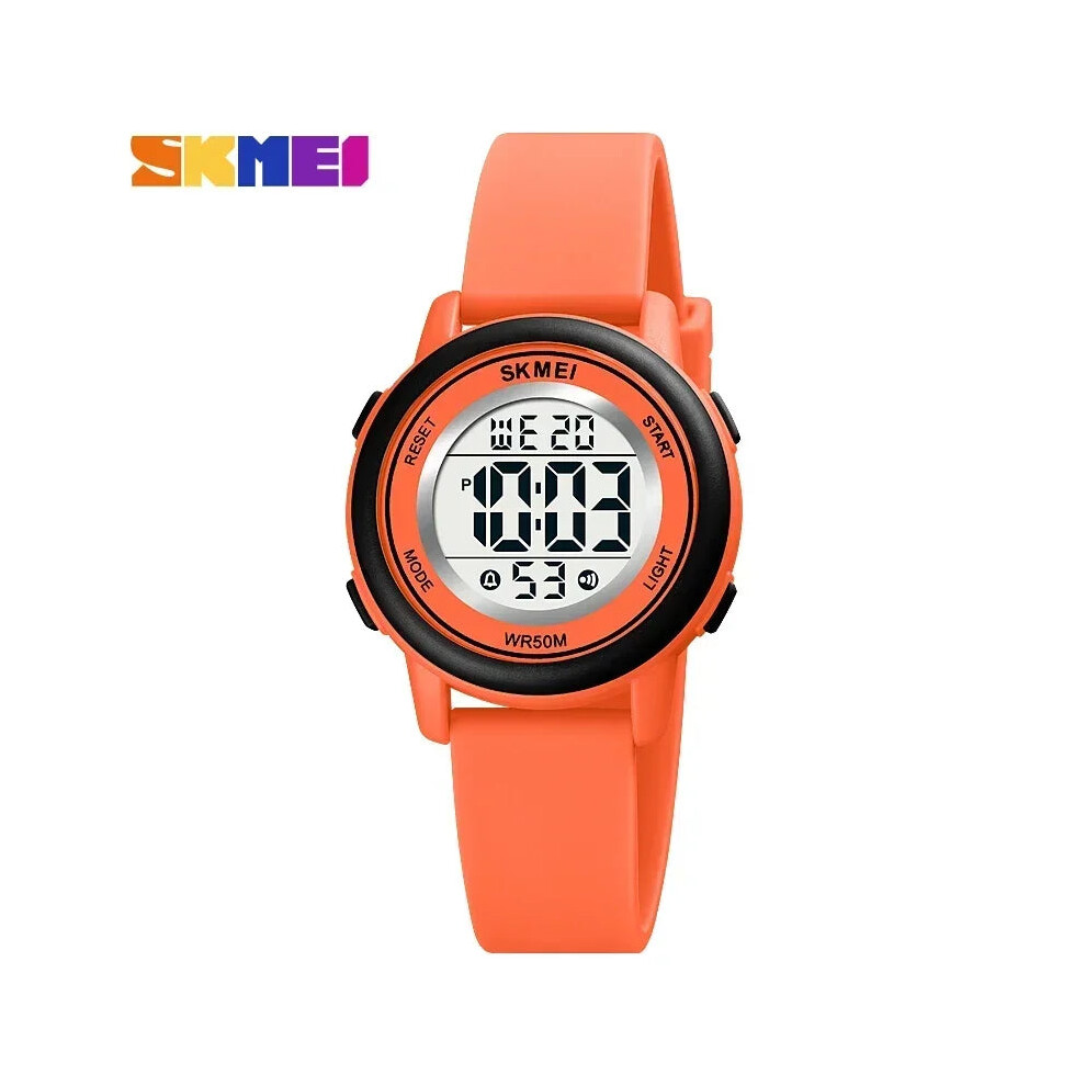 (Orange) Colorful Kids Boys Girls Led Digital Watch Waterproof Alarm