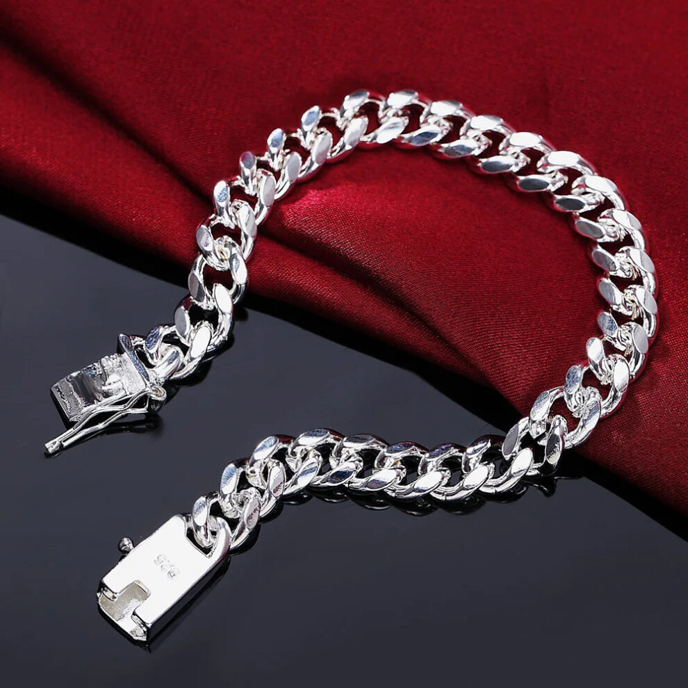 (H037) 925 Sterling Silver Exquisite Solid Chain Bracelet Fashion Charm Women Men