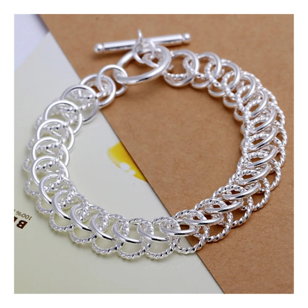 (H022) 925 Sterling Silver Exquisite Solid Chain Bracelet Fashion Charm Women Men