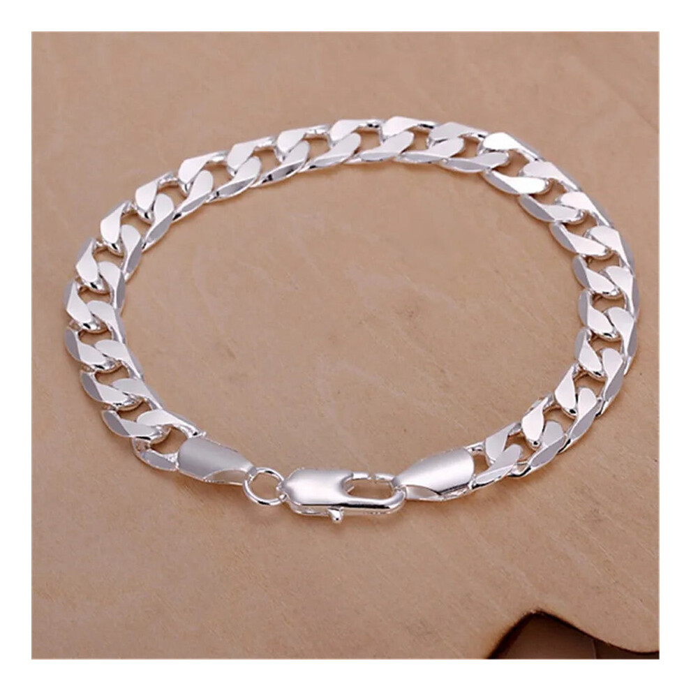 (H245) 925 Sterling Silver Exquisite Solid Chain Bracelet Fashion Charm Women Men