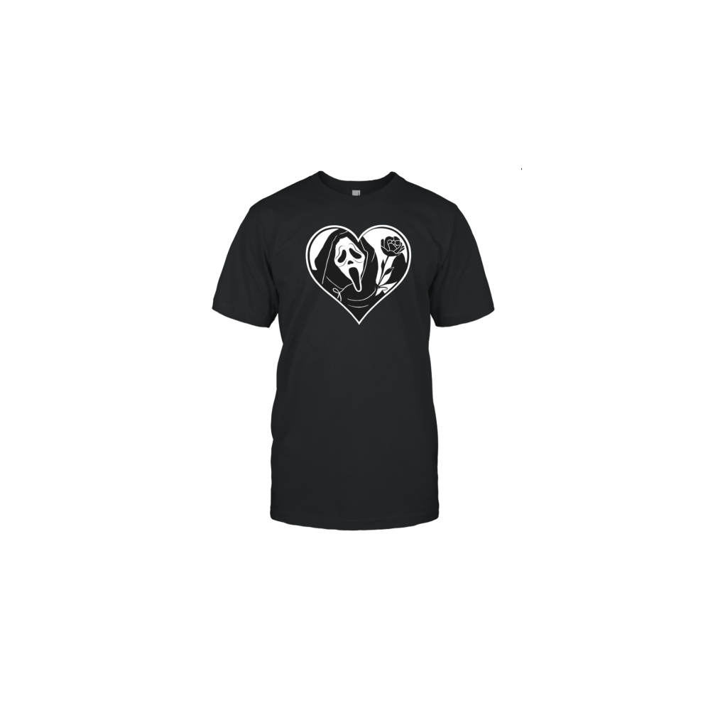 (M) Ghostface Scream Rose In Heart T-Shirt