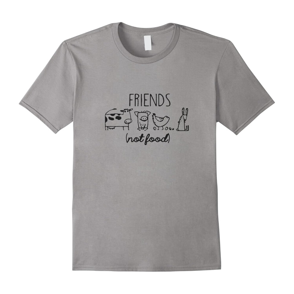 (L) Vegan: Friends not Food vegetarian animal lover T shirt 2016-Father's Day