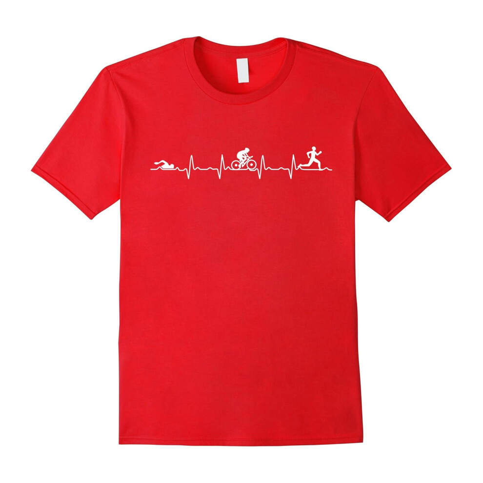 (M) I Love Triathlon! HEARTBEAT T-Shirt-Father's Day