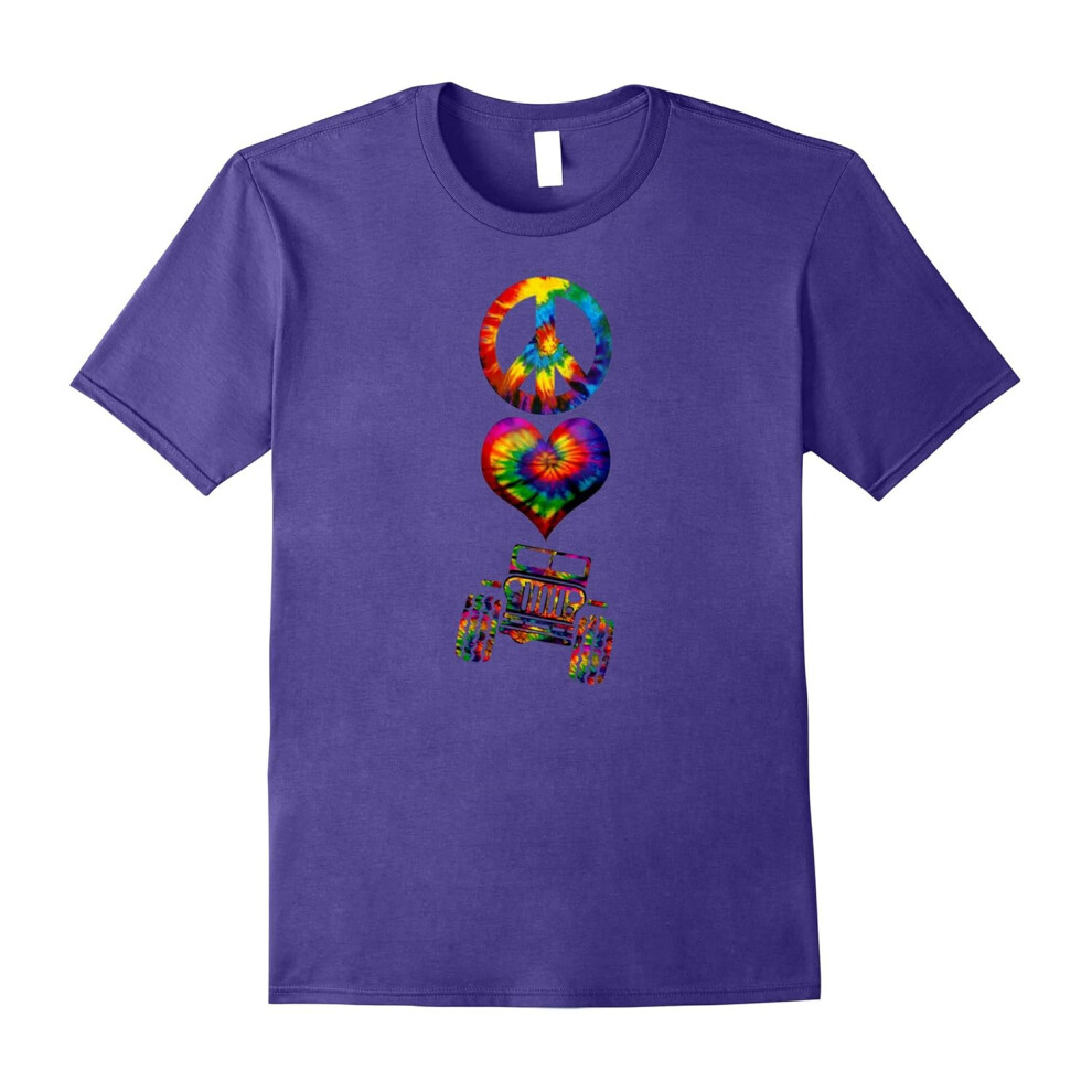 (XXXL) Tie Dye Peace Love Jeep Symbols T-Shirt-Father's Day