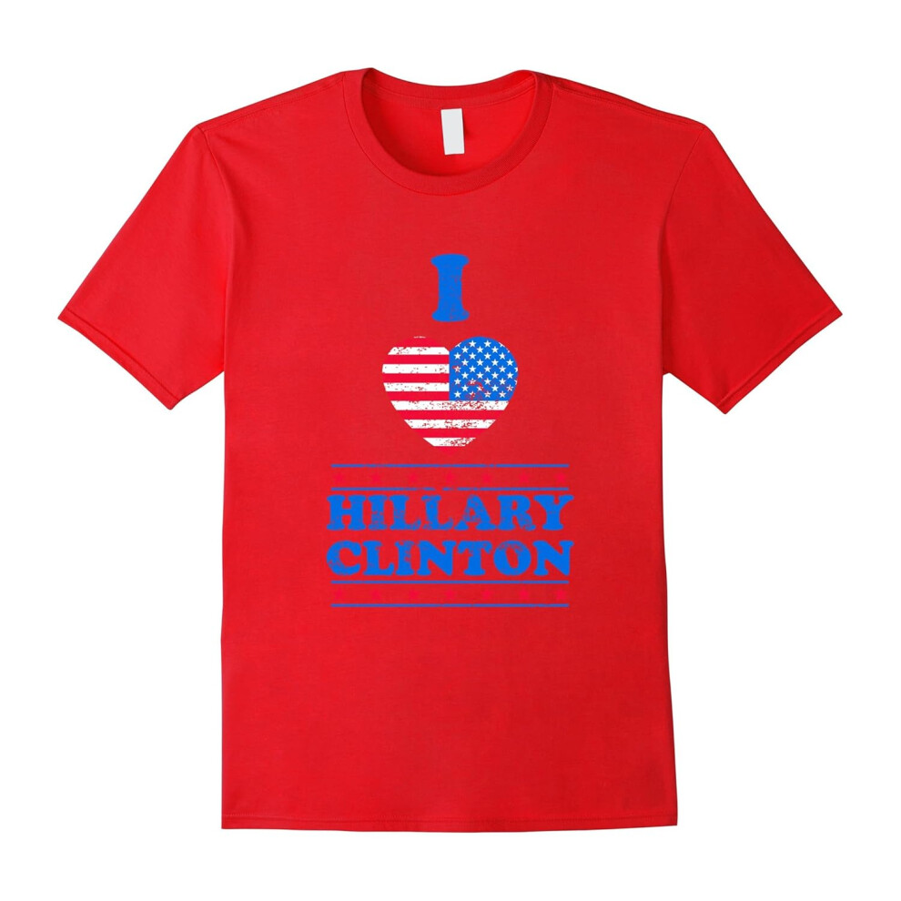 (XXXL) I Love Hillary Father's Dayinton President Democrat USA Flag Tee Shirt-Father's Day