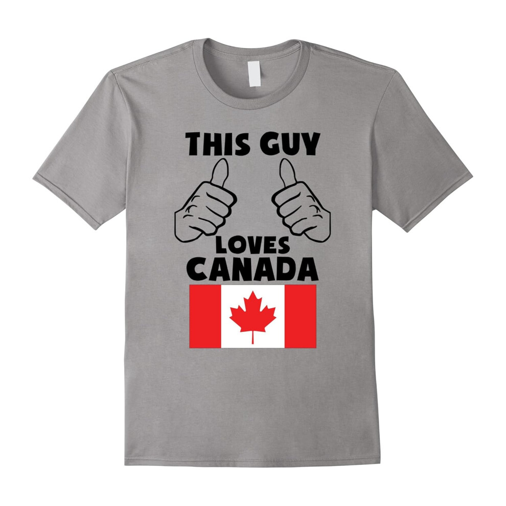 (XL) This Guy Loves Canada Funny Canadian Flag T-Shirt-Father's Day