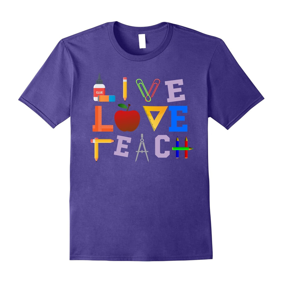 (XXXL) Live Love Teach Cool Kindergarten Teacher T-Shirt-Father's Day