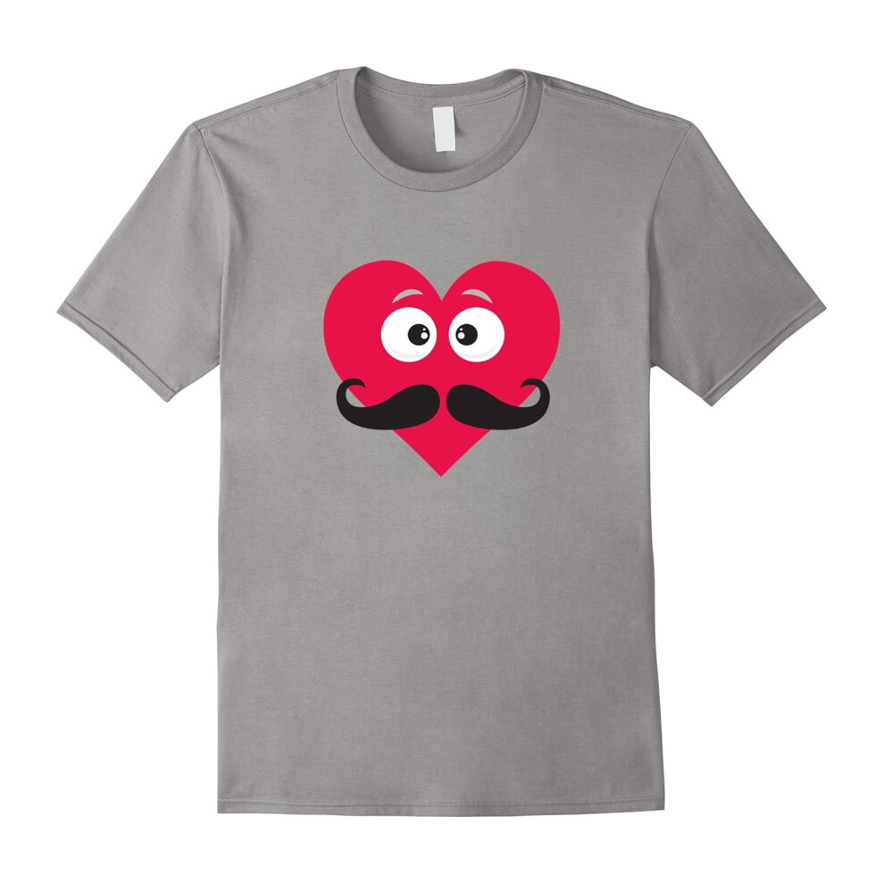 (S) Mustache Heart Love Valentine's Boy Tshirt-Father's Day