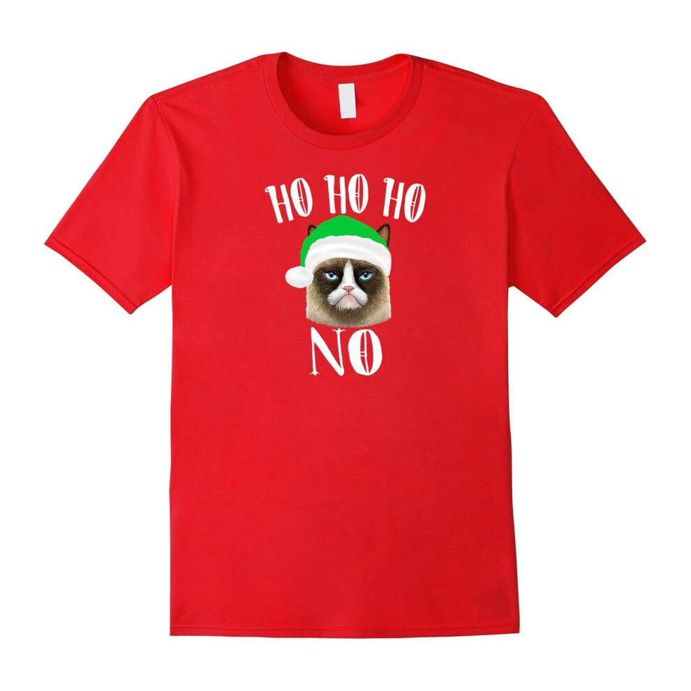 (M) Ho Ho Ho No Cat Christmas Mad Funny Tshirt Gift Idea Lovers-Father's Day