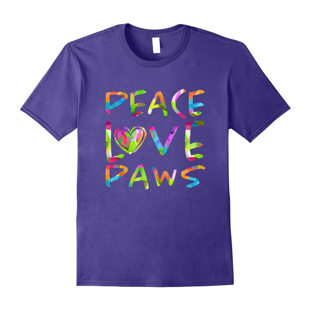 (XXL) Peace Love Paws Pet Lover Colorful Father's Dayassic Fit T-Shirt-Father's Day