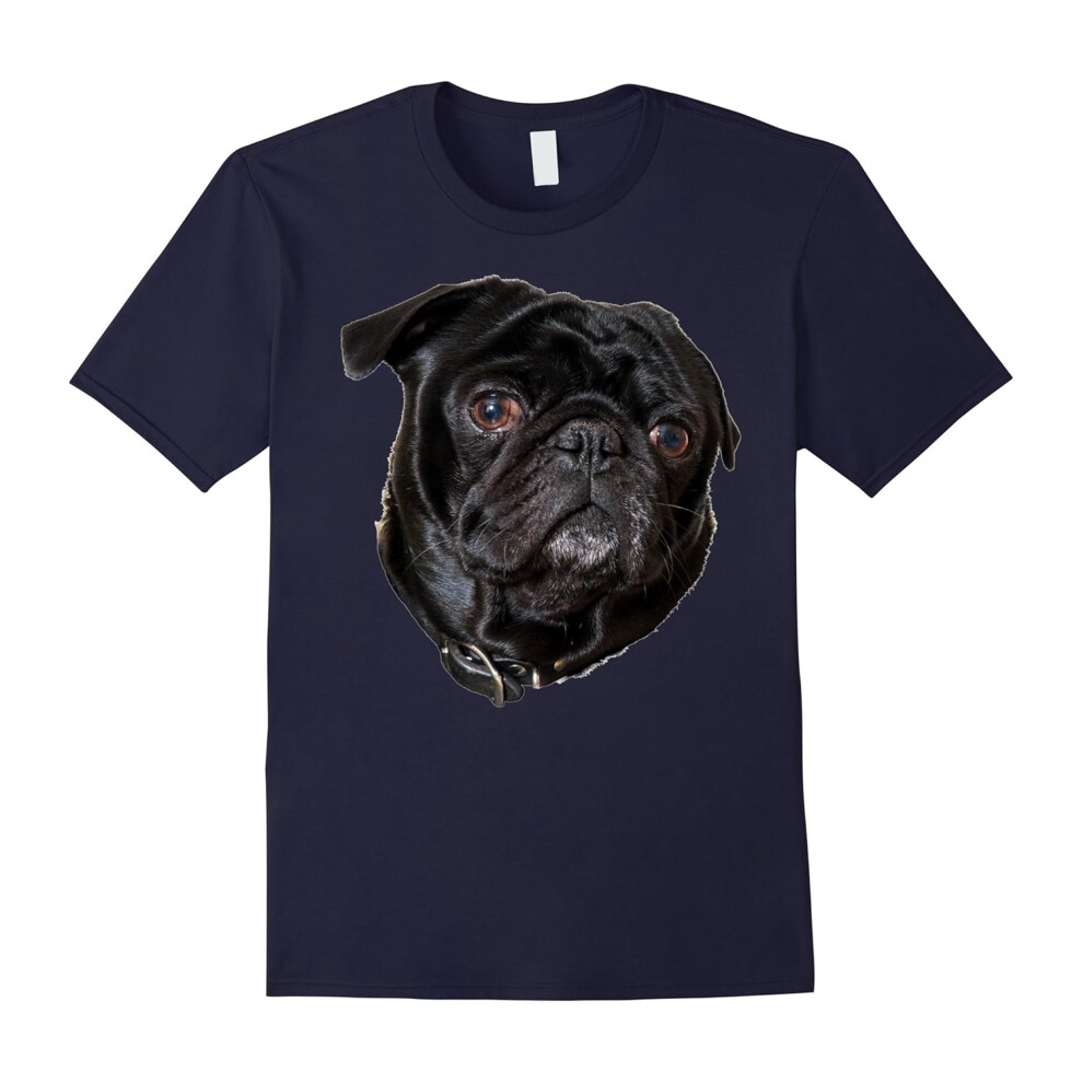 (XXL) Funny Black Pug Face Gifts T-Shirts-Father's Day