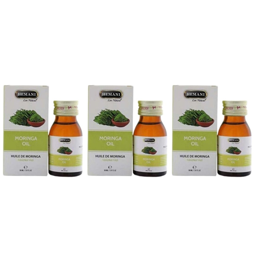 Hemani Moringa Herbal Oil 30ml Pack Of 3 |Reduces inflamation |Vitamin C |Natural Skin Moisturizer |Improve Scalp & Hair Health |Multipurpose Oil