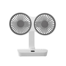 Double Head Desktop Oscillating Fan USB Rechargeable 4000mAh Battery Powered Portable Automatic Rotating Table Fan 4 Gear Wind