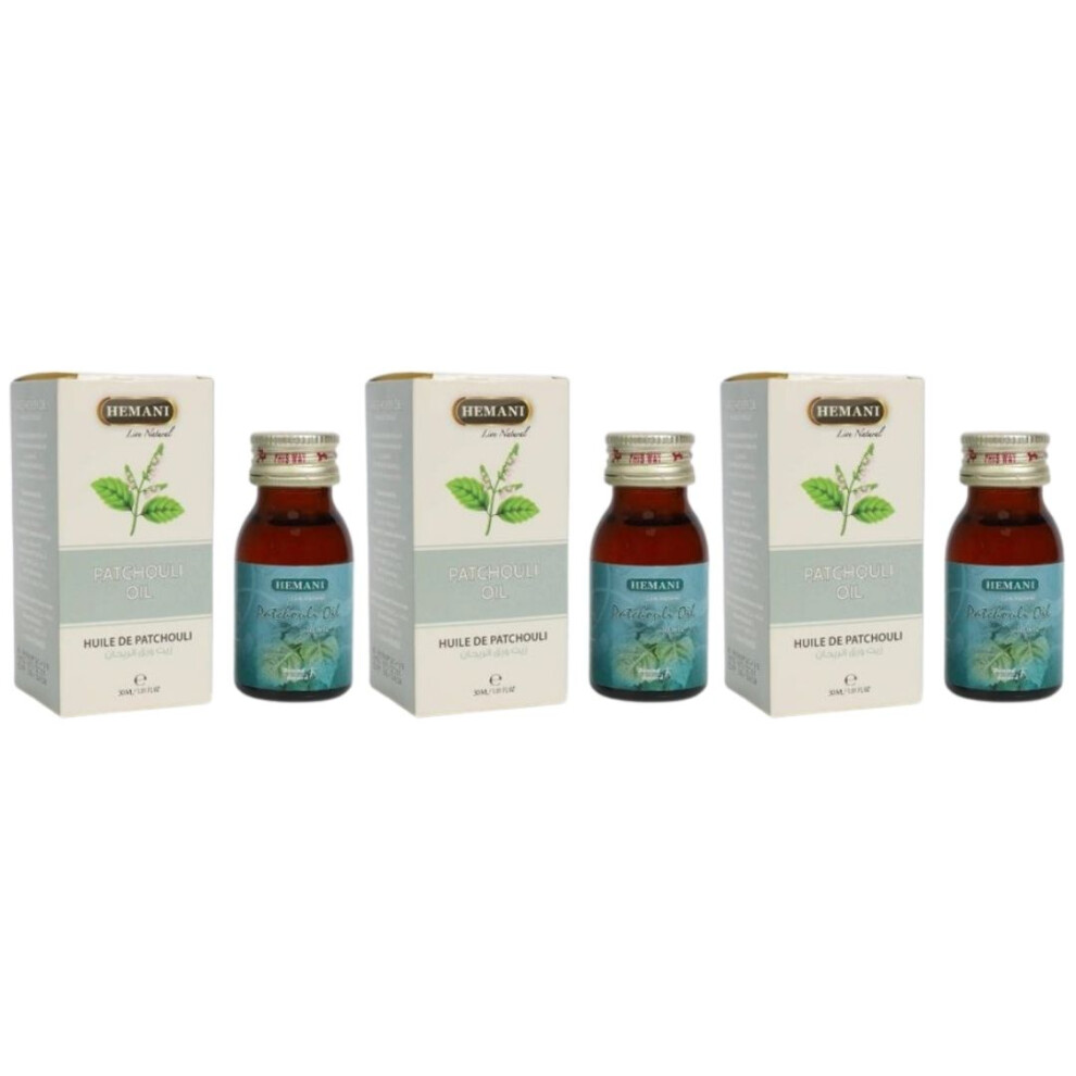 Hemani Patchouli Herbal Oil 30ml Pack Of 3 |Relief Nausea, Headaches, Colds & Vomiting |Aromatherapy Oil |Acne & Dandruff Treatment |Multipurpose Oil
