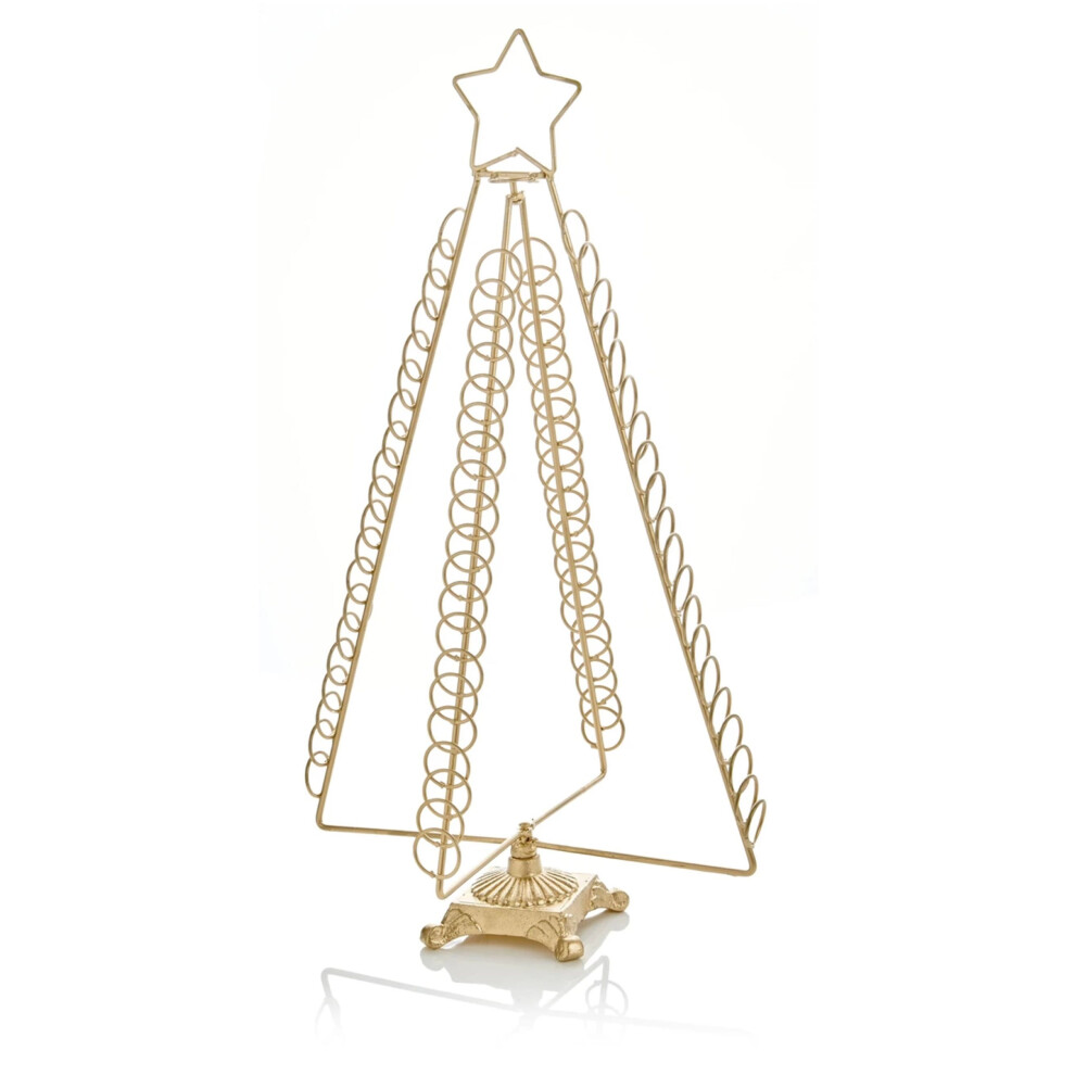 Christmas Tree Card Holder Metal Gold Tree Shape Holds 80 Cards 50cm