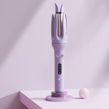 (Purple, EU) Negative Ions Automatic Hair Curler 28mm Electric Ceramic Hair Stick Rotating Curl Waves Anti-Tangle Curling Iron Styler