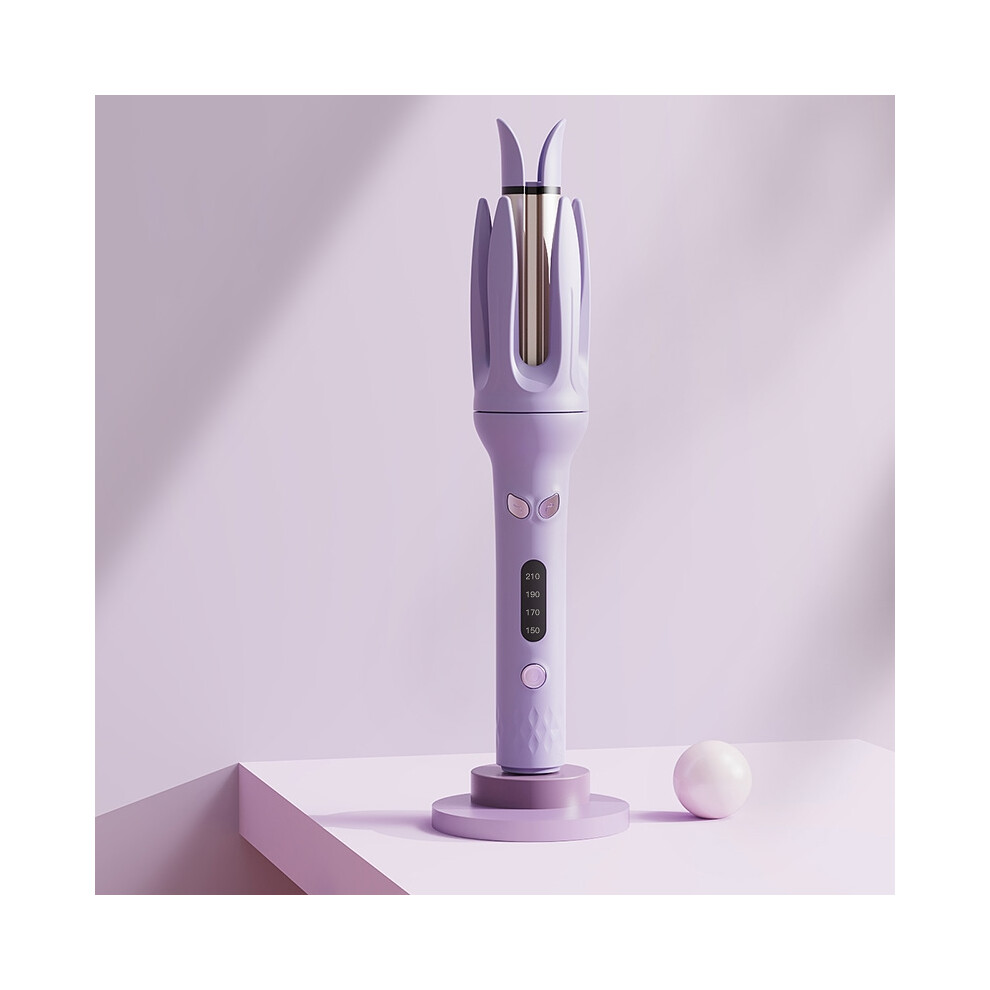 (Purple, UK) Negative Ions Automatic Hair Curler 28mm Electric Ceramic Hair Stick Rotating Curl Waves Anti-Tangle Curling Iron Styler