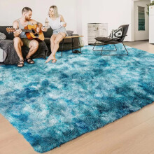 (120 cm x 170 cm (4ft x 5ft 8")-Living Room Rugs, Tye Dye Teal) Non Slip Shaggy Large Rugs Living Room Bedroom Carpets Area Rug