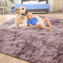 (200 cm x 290 cm (6ft 7" x 9ft 6")-_Extra Large Area Rugs, Tye Dye PINK/LILAC) Non Slip Shaggy Large Rugs Living Room Bedroom Carpets Area Rug