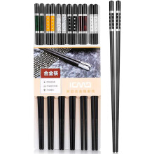 6 Pairs Chopsticks Black Alloy Chopsticks Chinese Chopsticks Metal Non-Slip Chopsticks Restaurant Reusable Chopstick