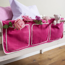 Noa & Nani Kids Bed Tidy Pocket Organiser 3 Pocket Velcro Storage for Cabin Bed & Bunk Bed in Pink Design