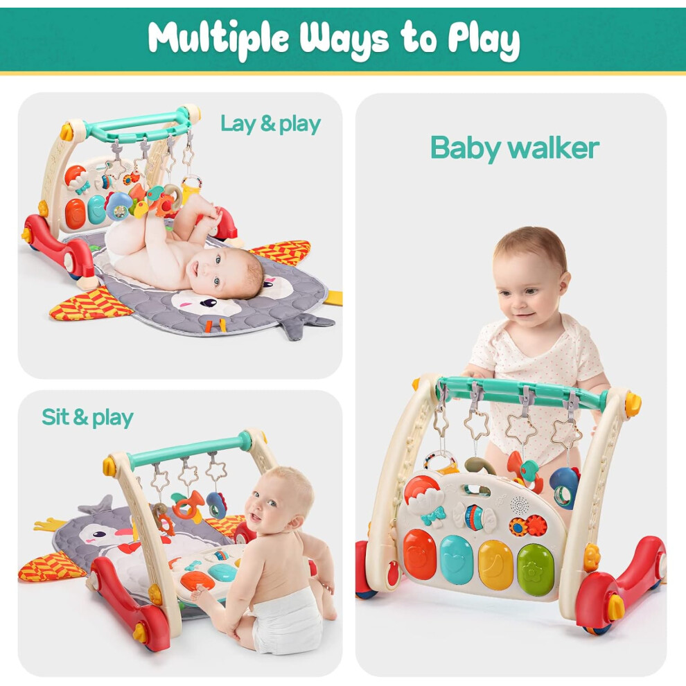 Baby fitness play mat and baby walker baby activity mat with piano musical activity center with lights baby push walker and tummy time mat for baby on OnBuy
