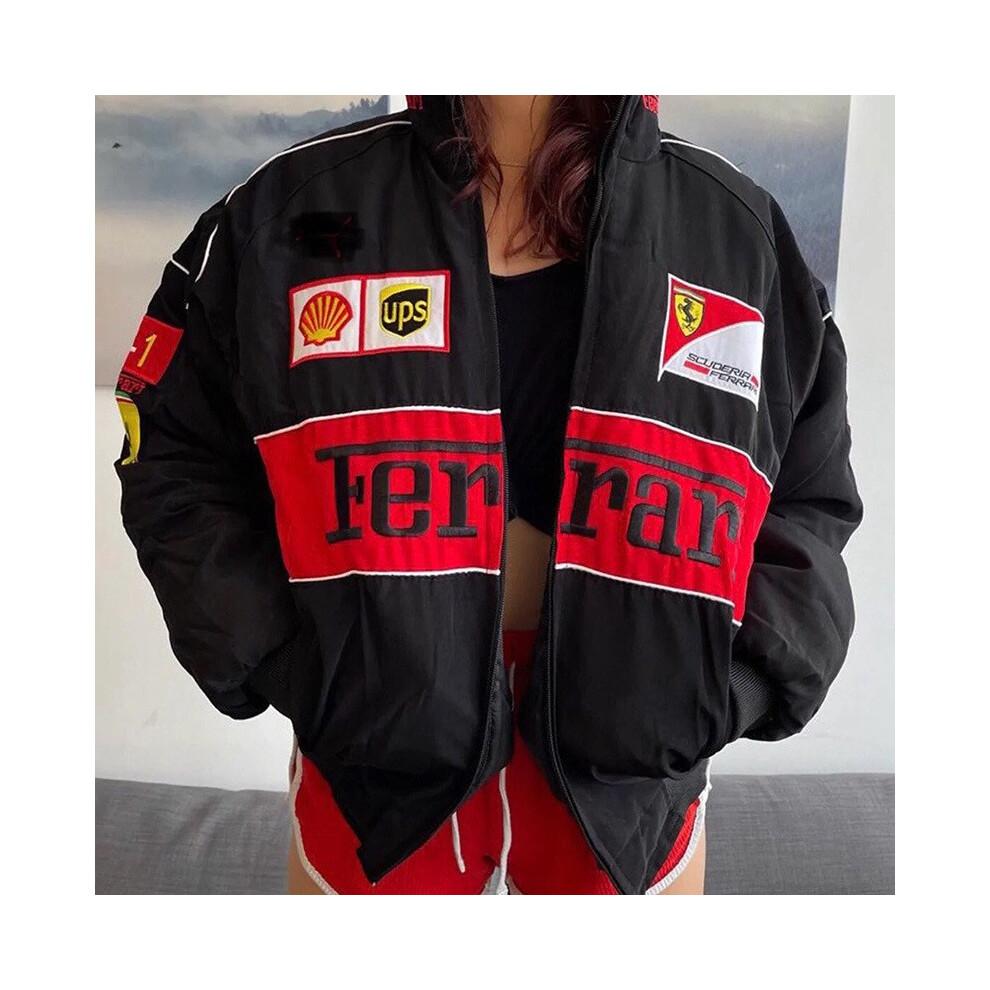 (black, M) Racing Jacket Vintage White Nascar Retro Bomber - Jacket Formula 1 Vintage Jacket - Unisex Y2k Jack - ZCL61L,2024 Ping