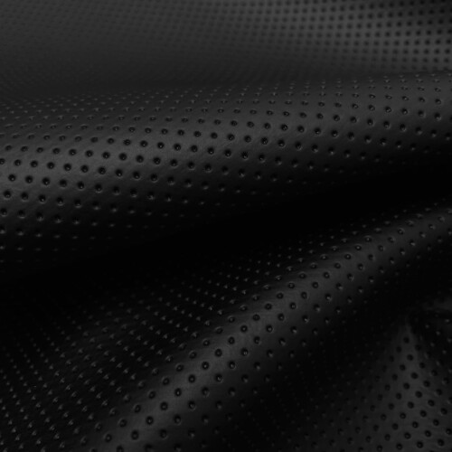 Semi-Perforated Faux Leather Upholstery Material - Black