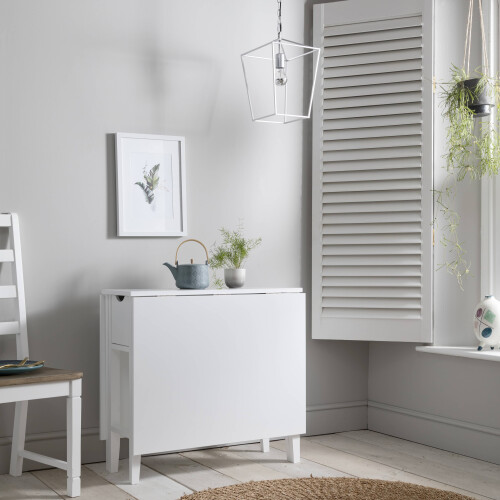 Noa and Nani Gustav Folding Dining Table with Drawer in Classic White