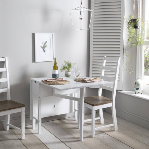 Noa and Nani Gustav Folding Dining Table with Drawer in Classic White 2