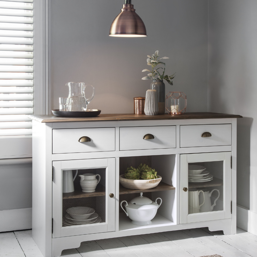 Sideboard Canterbury in White and Dark Pine 3 Drawer