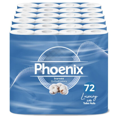 Phoenix Phoenix Soft Quilted 3 Ply 72 Toilet Rolls Unscented