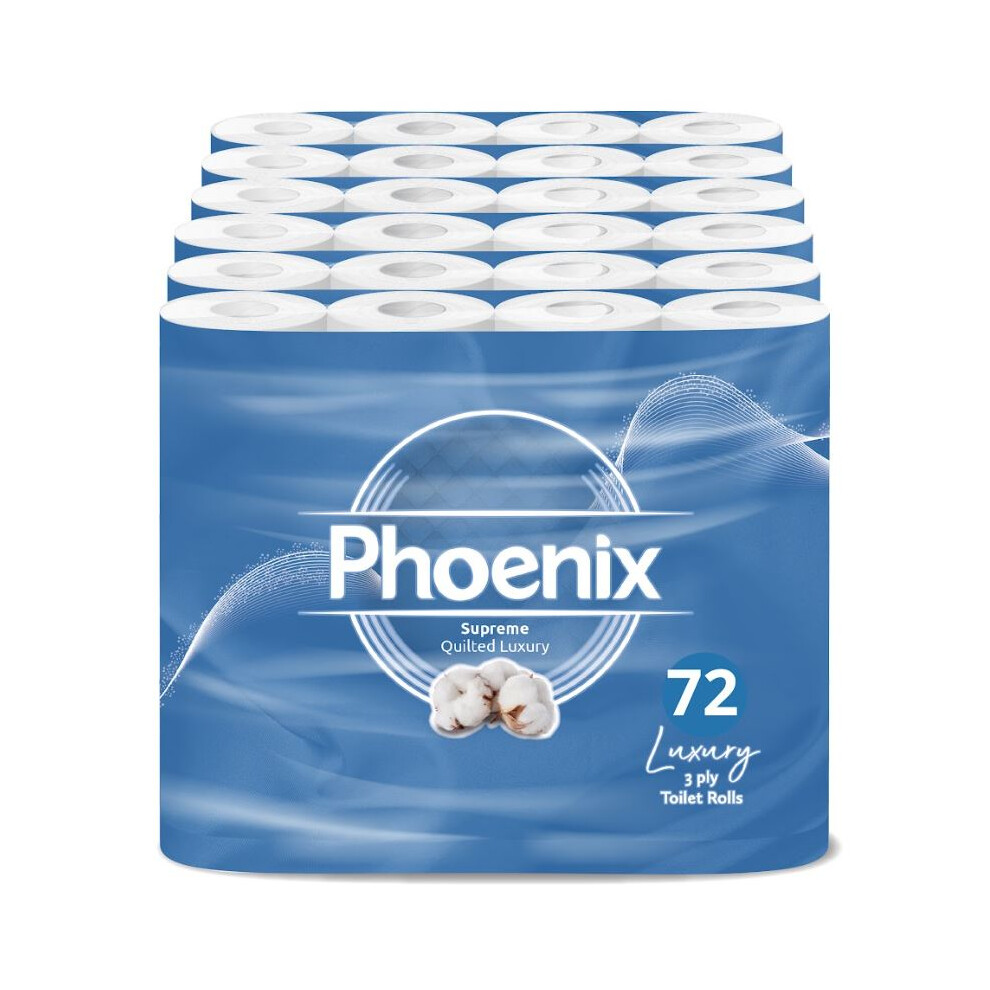 Phoenix Soft Quilted 3 Ply 72 Toilet Rolls Unscented