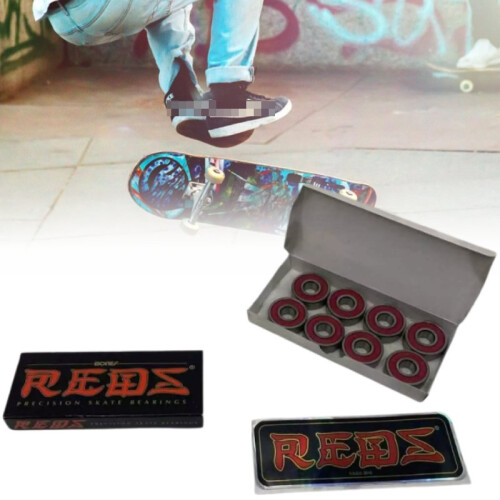 Bones Reds 8pcs Skateboard Bearings Steel Material 22mm Outer Diameter 7mm Width 2